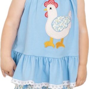Blue Kids Matching Set with Chicken Design